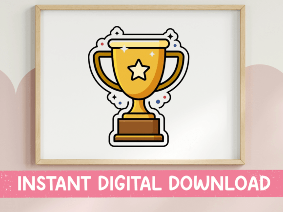 A Designer's Review of the Gold Trophy Cup Sticker for Graphics and T-Shirt Designs