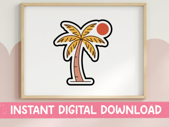 A Designer's Take on the Retro Palm Tree Sunset Sticker
