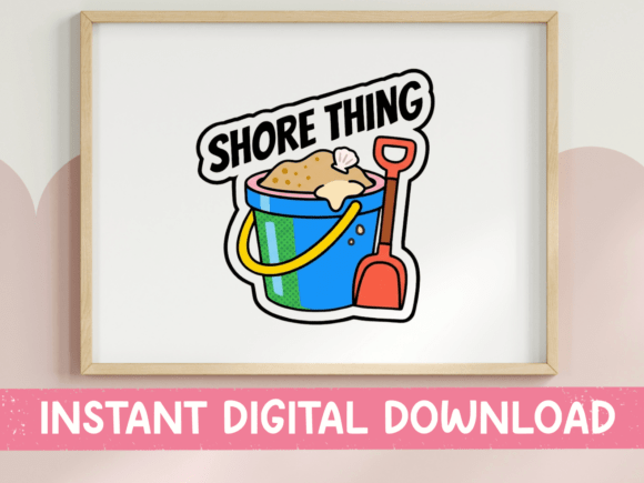 A Playful 'Shore Thing': Evaluating This Beach Sticker Graphic for T-Shirt Designs