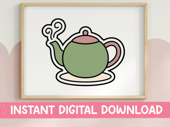 A Sage Green Teapot Design for Graphics and T-Shirt Businesses