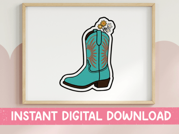 A Soft Western Floral Design for Merchandise Graphics