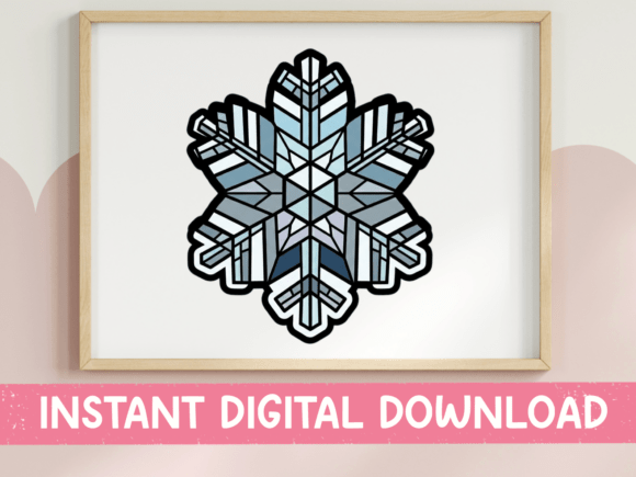 A Stained Glass Snowflake Graphic for T-Shirt Designs
