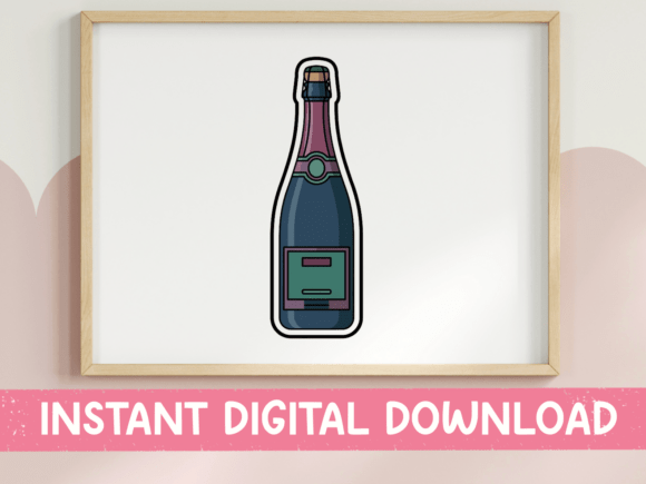 An Elegant Champagne Bottle Sticker for T-Shirt Designs & Graphics