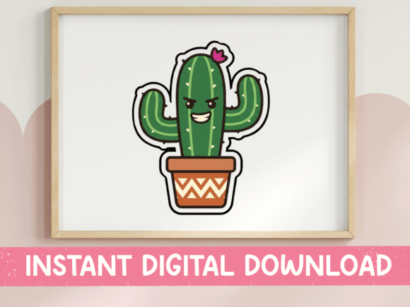 Cute Cactus Kawaii Graphics for T-Shirt Designs & Crafting