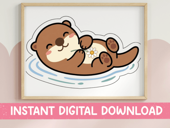 Kawaii Sea Otter Graphics for T-Shirts & Handmade Products
