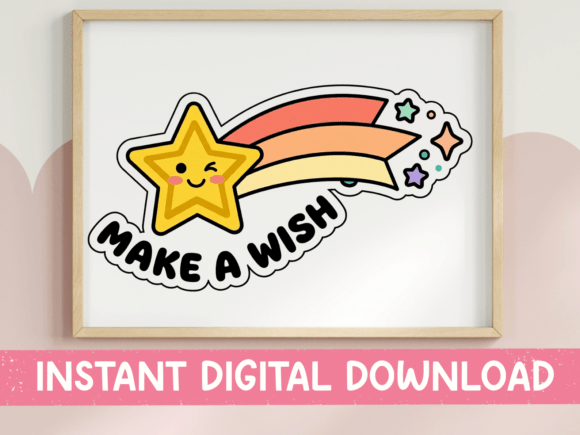 Make a Wish Shooting Star Sticker: A Graphics Review for T-Shirt Designs & Editorial Use