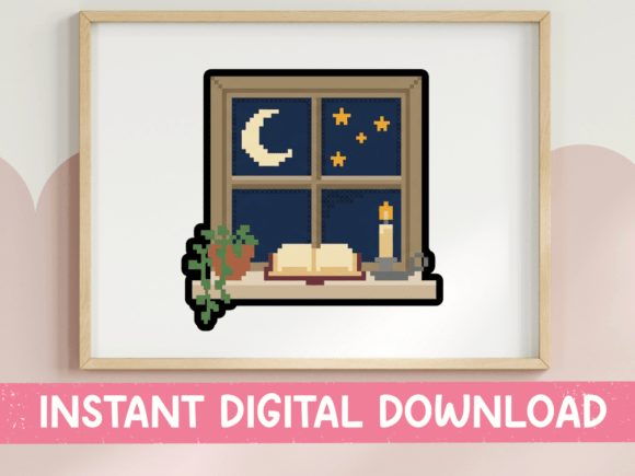 Moonlit Reading Window Pixel Sticker: A Designer's Review