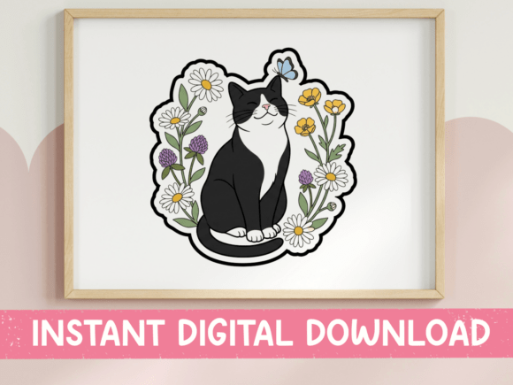 Reviewing a Tuxedo Cat Garden Graphic for Product Creation