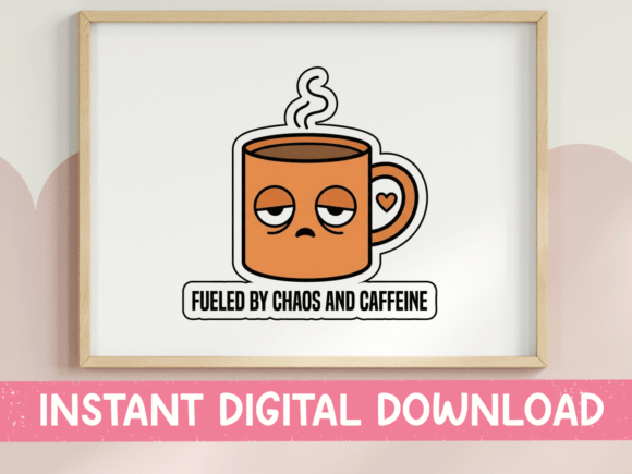 Reviewing the Fueled by Chaos and Caffeine Sticker Design Asset