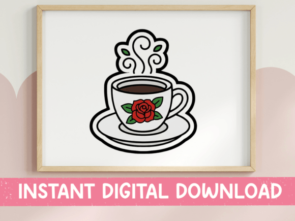 Rose Teacup Graphics for Cricut T-Shirt Designs
