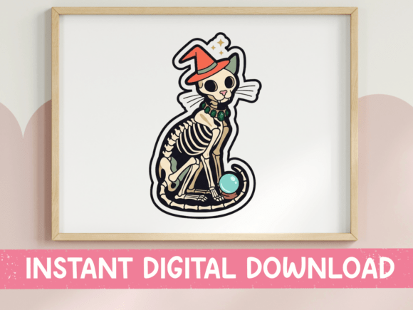 Skeleton Cat Witch Sticker: A Halloween Embroidery Review
