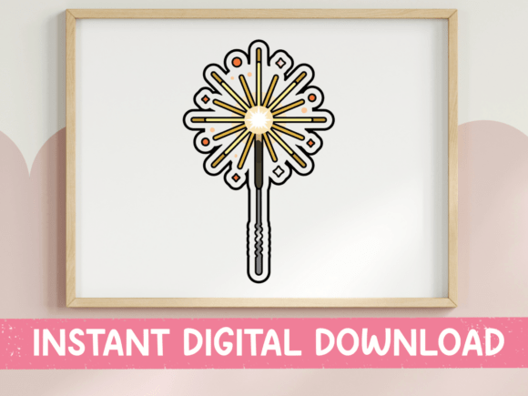 Sparkler Sticker Design for T-Shirt Graphics & Celebratory Projects
