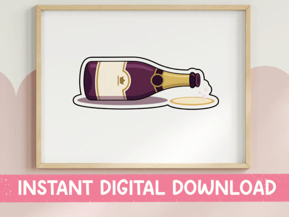 Spilled Champagne Bottle: An Embroidered Toast to Imperfection