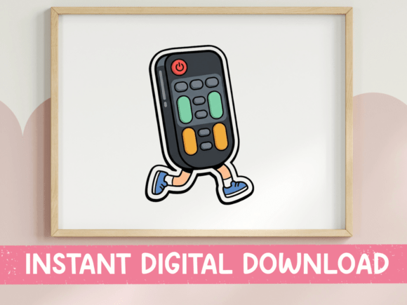 Walking TV Remote Sticker Graphics for T-Shirt Designs
